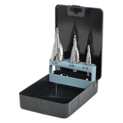 Sealey HSS 4341 Step Drill Bit Set 3pc Spiral Flute AK4749 Sealey - Dynamic Drive