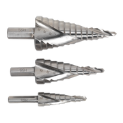 Sealey HSS 4341 Step Drill Bit Set 3pc Spiral Flute AK4749 Sealey - Dynamic Drive