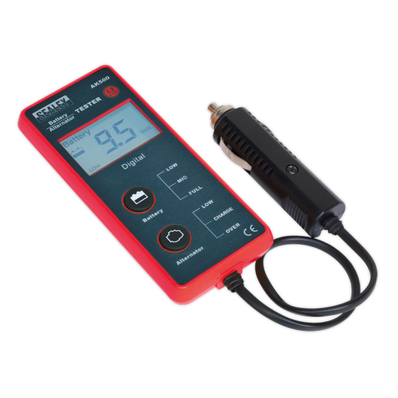 Sealey Battery & Alternator Tester 12V LCD Screen AK500 Sealey - Dynamic Drive
