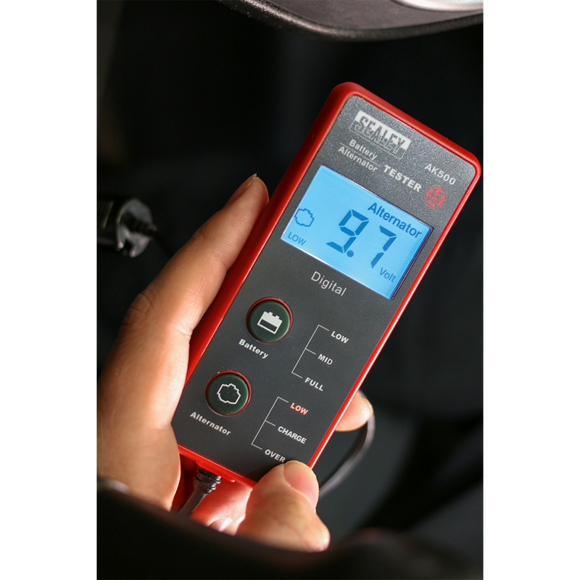 Sealey Battery & Alternator Tester 12V LCD Screen AK500 Sealey - Dynamic Drive
