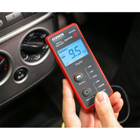 Sealey Battery & Alternator Tester 12V LCD Screen AK500 Sealey - Dynamic Drive