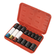 Sealey Impact Socket & Wheel Nut Remover Set 15pc 1/2"Sq Drive AK5615M Sealey - Dynamic Drive