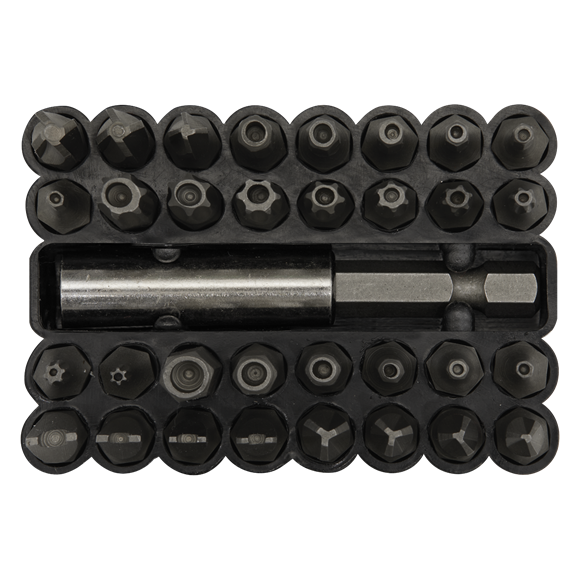 Sealey Security Bit & Magnetic Adaptor Set 33pc AK614 Sealey - Dynamic Drive