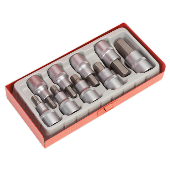 Sealey Hex Socket Bit Set 9pc 1/2"Sq Drive AK620 Sealey - Dynamic Drive