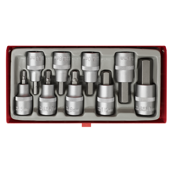 Sealey Hex Socket Bit Set 9pc 1/2"Sq Drive AK620 Sealey - Dynamic Drive