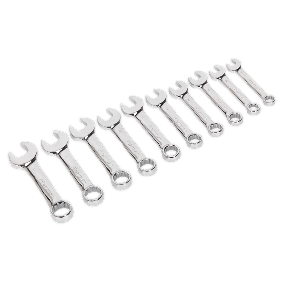 Sealey Combination Spanner Set 10pc Stubby Metric AK633 Sealey - Dynamic Drive