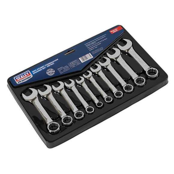 Sealey Combination Spanner Set 10pc Stubby Metric AK633 Sealey - Dynamic Drive