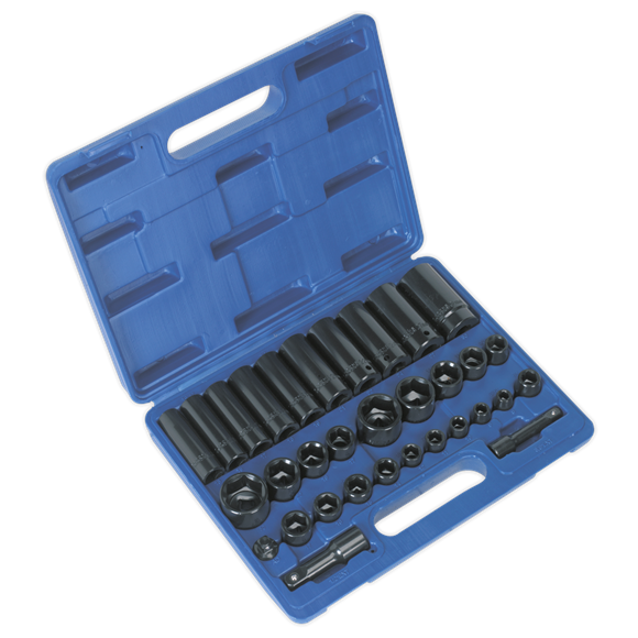 Sealey Impact Socket Set 32pc Standard/Deep 3/8"&1/2"Sq Dr Met/Imp AK681 Sealey  - Dynamic Drive