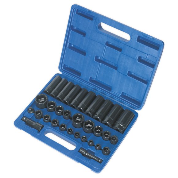 Sealey Impact Socket Set 32pc Standard/Deep 3/8"&1/2"Sq Dr Met/Imp AK681 Sealey  - Dynamic Drive