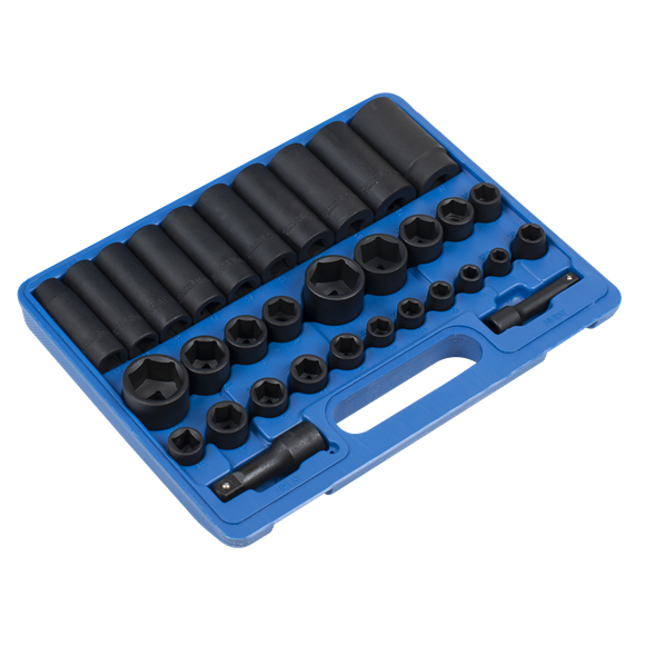 Sealey Impact Socket Set 32pc Standard/Deep 3/8" & 1/2"Sq Drive Metric/Imperial Sealey - Dynamic Drive