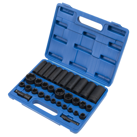 Sealey Impact Socket Set 32pc Standard/Deep 3/8" & 1/2"Sq Drive Metric/Imperial Sealey - Dynamic Drive