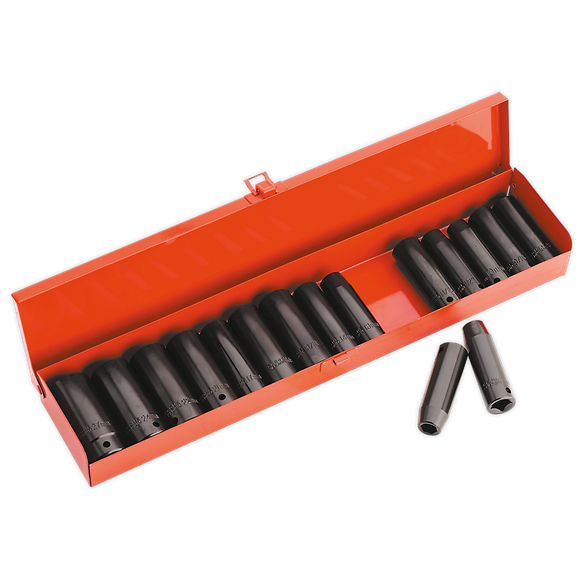 Sealey Impact Socket Set 16pc Deep 1/2"Sq Drive Metric/Imperial AK685 Sealey - Dynamic Drive