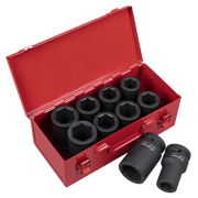 Sealey Impact Socket Set 10pc Deep 1"Sq Drive Metric/Imperial AK689 Sealey - Dynamic Drive