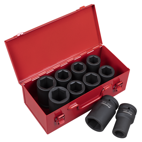 Sealey Impact Socket Set 10pc Deep 1"Sq Drive Metric/Imperial AK689 Sealey - Dynamic Drive