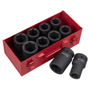 Sealey Impact Socket Set 10pc Deep 1"Sq Drive Metric/Imperial AK689 Sealey - Dynamic Drive