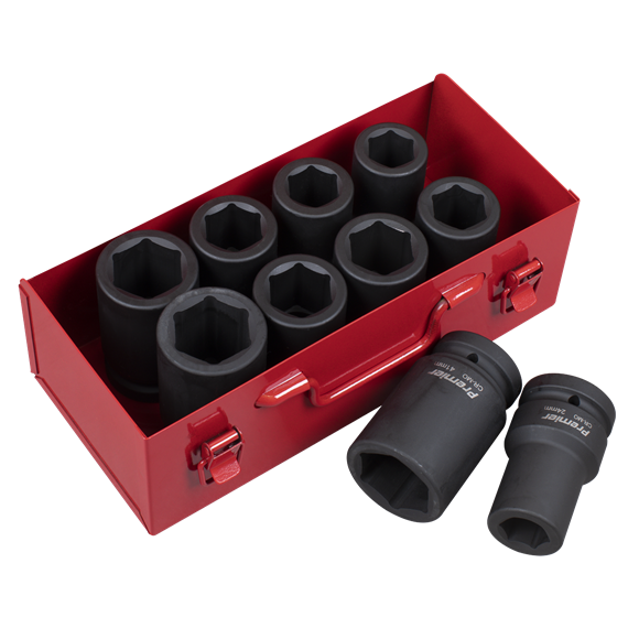 Sealey Impact Socket Set 10pc Deep 1"Sq Drive Metric/Imperial AK689 Sealey - Dynamic Drive