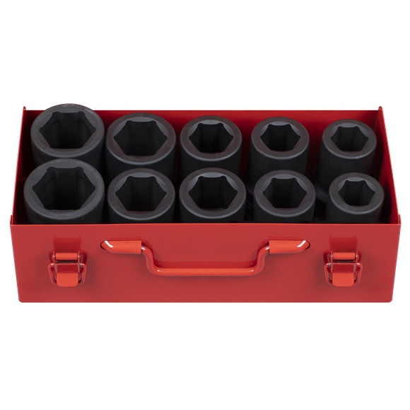 Sealey Impact Socket Set 10pc Deep 1"Sq Drive Metric/Imperial AK689 Sealey - Dynamic Drive