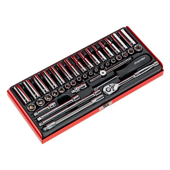 Sealey AK690 Premier 41 Piece 1/4" Sq Dr Metric/imperial Socket Set + Metal Case Sealey  - Dynamic Drive