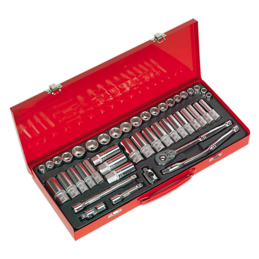 Sealey Socket Set 45pc 3/8"Sq Dr 6pt WallDrive - Metric/Imperial AK692 Sealey  - Dynamic Drive