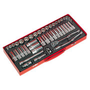 Sealey Socket Set 45pc 3/8"Sq Dr 6pt WallDrive - Metric/Imperial AK692 Sealey  - Dynamic Drive