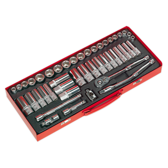 Sealey Socket Set 45pc 3/8"Sq Dr 6pt WallDrive - Metric/Imperial AK692 Sealey  - Dynamic Drive