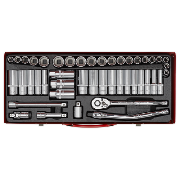 Sealey Socket Set 45pc 3/8"Sq Dr 6pt WallDrive - Metric/Imperial AK692 Sealey  - Dynamic Drive