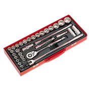 Sealey Socket Set 32pc 1/2"Sq Drive 6pt WallDrive Metric/Imperial AK693 Sealey - Dynamic Drive