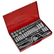 Sealey Socket Set 64pc 3/8" & 1/2"Sq Drive 6pt WallDrive - Met/Imp AK694 Sealey  - Dynamic Drive