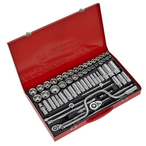 Sealey Socket Set 64pc 3/8" & 1/2"Sq Drive 6pt WallDrive - Met/Imp AK694 Sealey  - Dynamic Drive