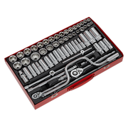 Sealey Socket Set 64pc 3/8" & 1/2"Sq Drive 6pt WallDrive - Met/Imp AK694 Sealey  - Dynamic Drive