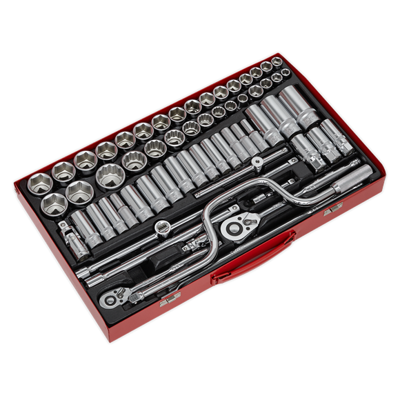 Sealey Socket Set 64pc 3/8" & 1/2"Sq Drive 6pt WallDrive - Met/Imp AK694 Sealey  - Dynamic Drive