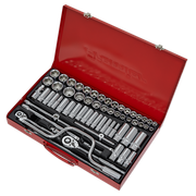 Sealey Socket Set 64pc 3/8" & 1/2"Sq Drive 6pt WallDrive - Met/Imp AK694 Sealey  - Dynamic Drive