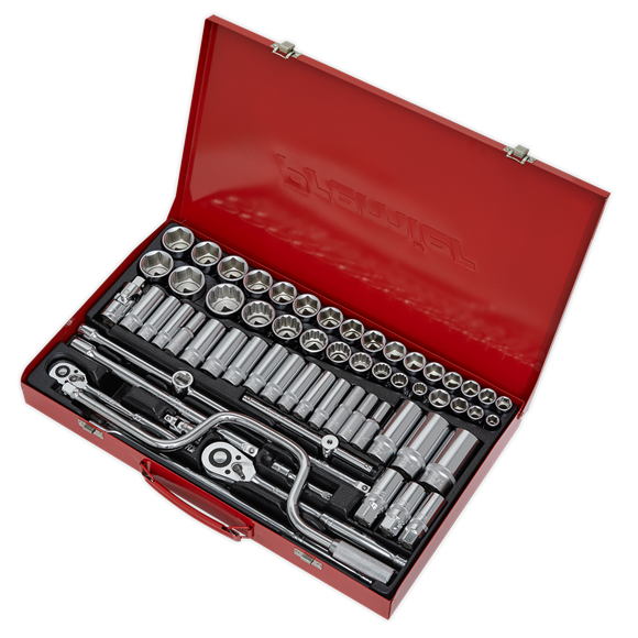 Sealey Socket Set 64pc 3/8" & 1/2"Sq Drive 6pt WallDrive - Met/Imp AK694 Sealey  - Dynamic Drive