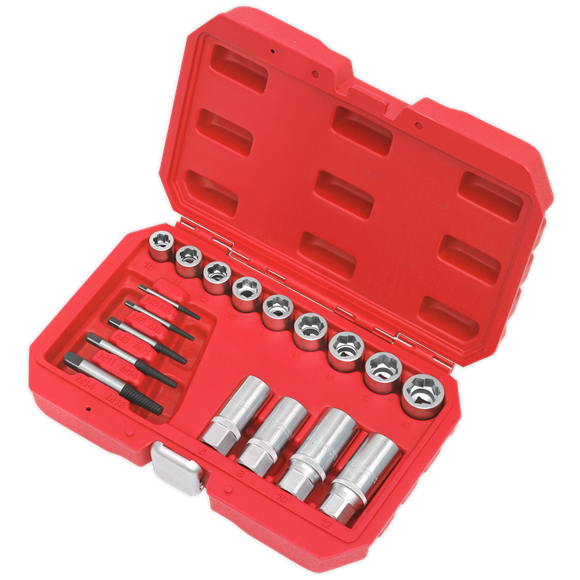 Sealey Bolt Stud & Screw Extractor Set 18pc AK751 Sealey - Dynamic Drive