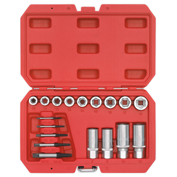 Sealey Bolt Stud & Screw Extractor Set 18pc AK751 Sealey - Dynamic Drive