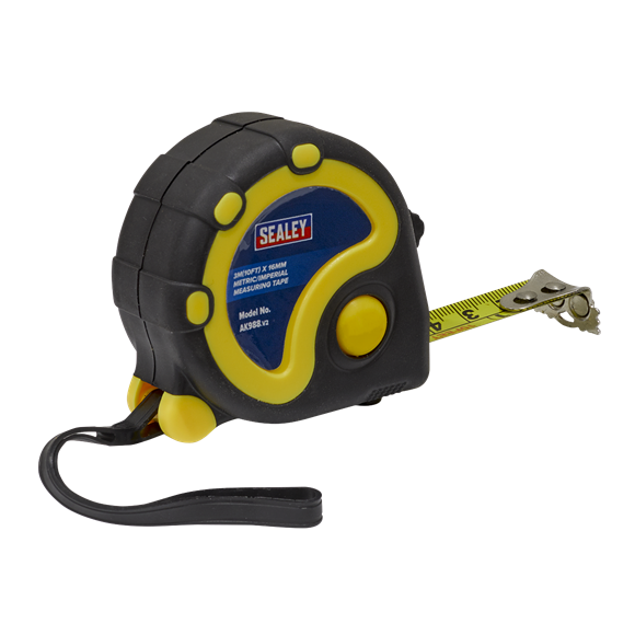 Sealey Rubber Tape Measure 3m(10ft) x 16mm Metric/Imperial AK988 Sealey - Dynamic Drive
