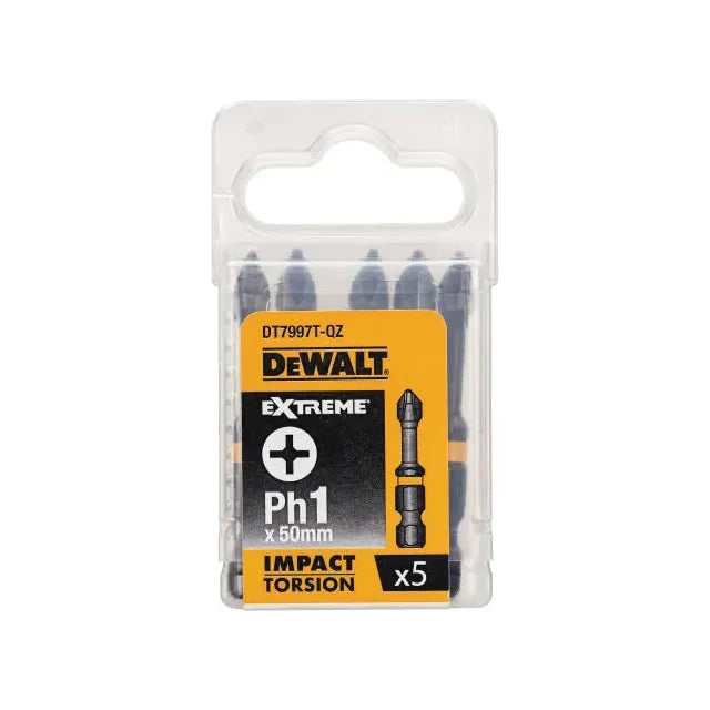Dewalt Power Tools Impact Torsion Bits PH1 x 50mm (Pack 5) DeWALT Power Tools - Dynamic Drive