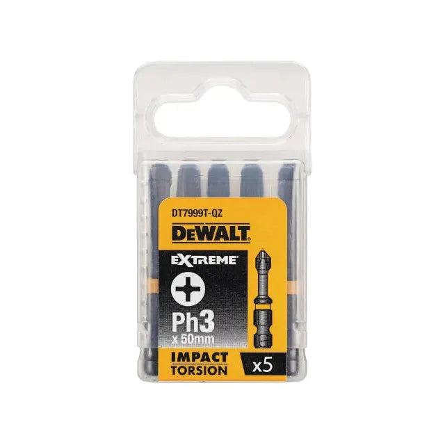 Dewalt Power Tools Impact Torsion Bits PH3 50mm (Pack 5) DeWALT Power Tools - Dynamic Drive