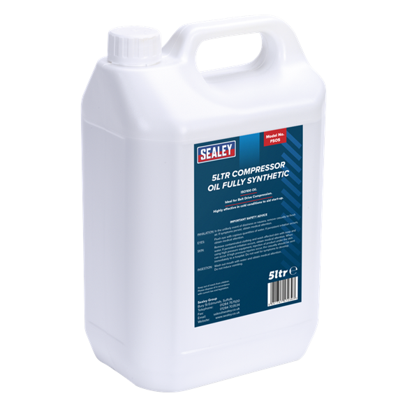 Sealey Compressor Oil Fully Synthetic 5L FSO5 Sealey - Dynamic Drive