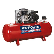 Sealey Air Compressor 200L Belt Drive 3hp with Cast Cylinders SAC1203B Sealey - Dynamic Drive