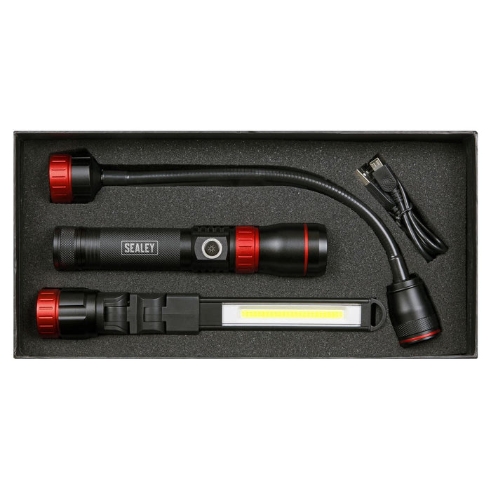 Sealey Interchangeable 3-In-1 COB LED Inspection Light Rechargeable Sealey  - Dynamic Drive