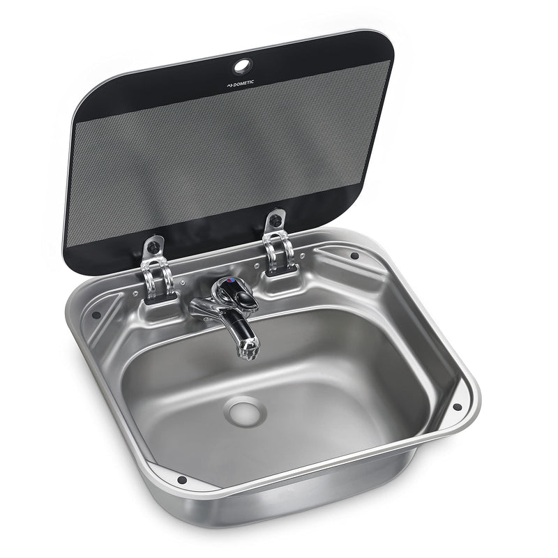 Dometic Smev square sink with black glass lid VA8005 Dometic - Dynamic Drive