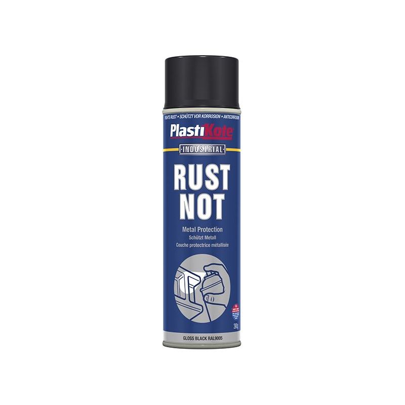 Plastikote Rust Not Spray Gloss Black 500ml PlastiKote - Dynamic Drive