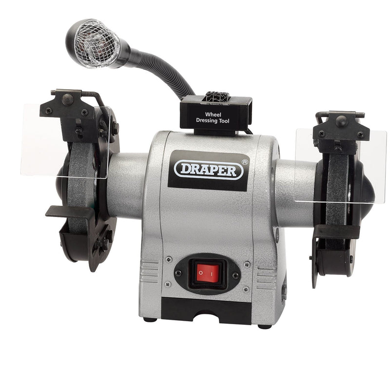 Draper Bench Grinder With Worklight, 150mm, 370W 05095 Draper - Dynamic Drive