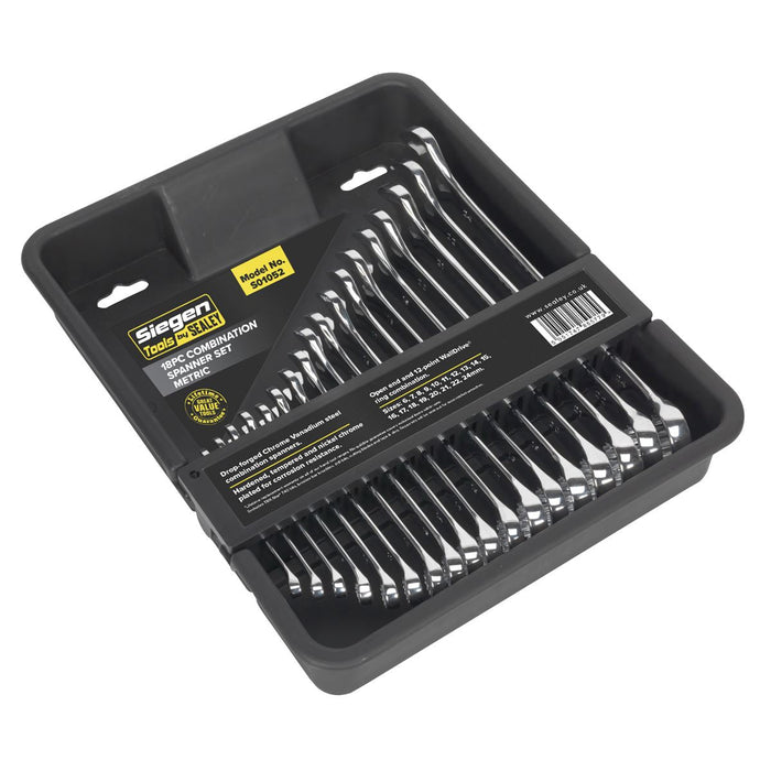 Sealey Combination Spanner Set 18pc S01052 Siegen by Sealey - Dynamic Drive