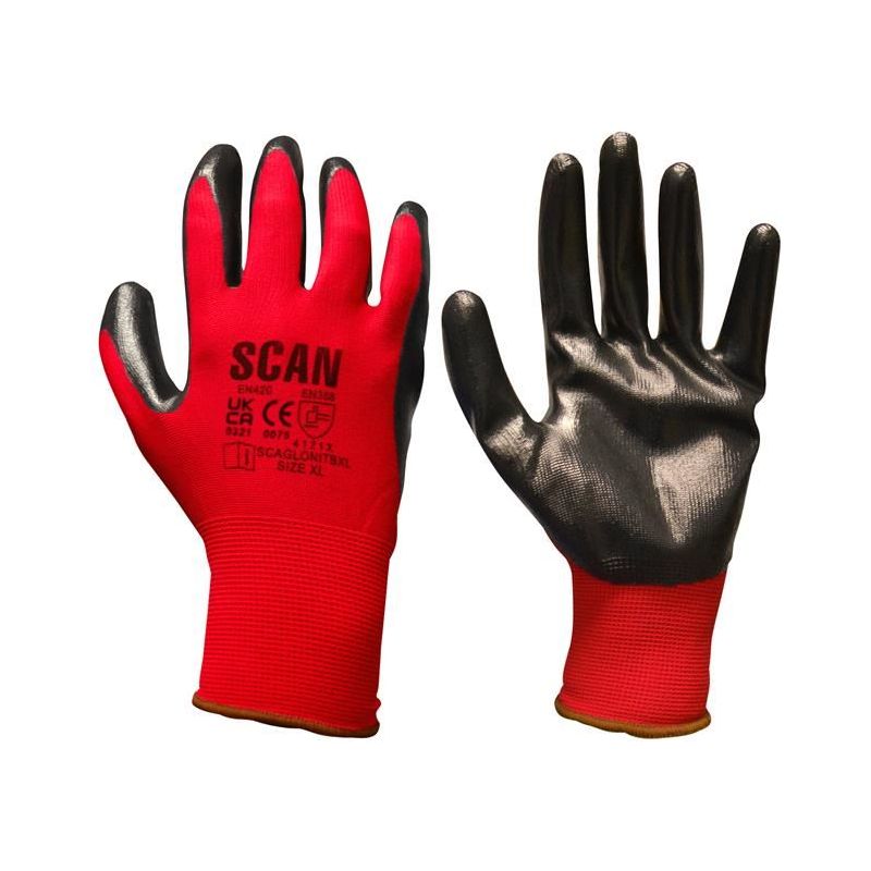 Scan Nitrile Coated Knitted Gloves - L (Size 9) Scan - Dynamic Drive