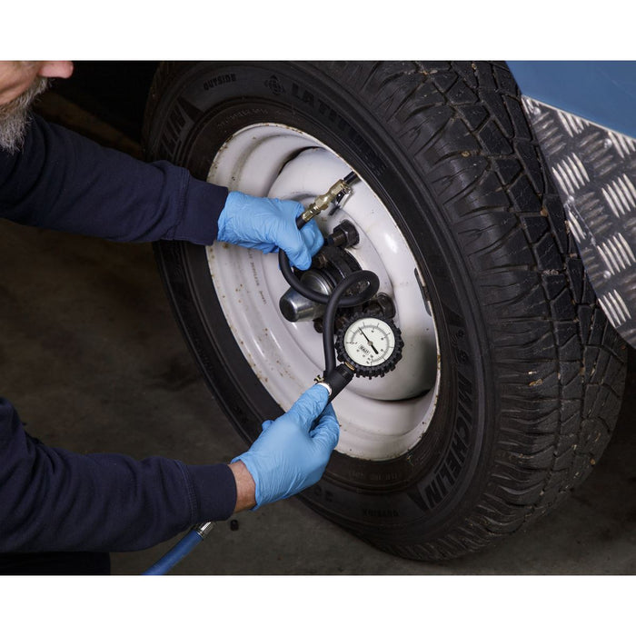 Sealey Tyre Inflator Clip On Connector Glow in the Dark Dial Gauge Air Line Pump Sealey  - Dynamic Drive