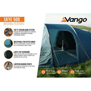 Vango Skye 500 Tent 5 Man Trekking Backpacking Tunnel Tent Vango - Dynamic Drive