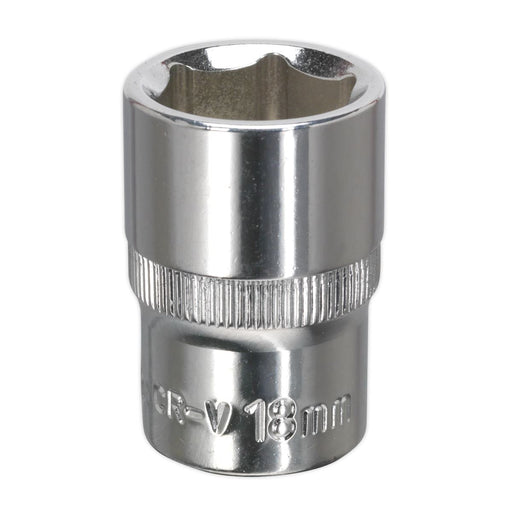 Sealey WallDrive Socket 18mm 1/2"Sq Drive Fully Polished SP1218 Sealey - Dynamic Drive