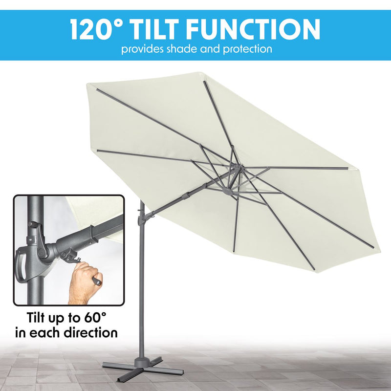 Dellonda Cantilever Parasol with 360 Rotation, Tilt & Cover 3m - Cream Dellonda - Dynamic Drive